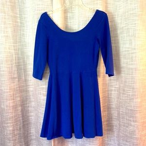 Stylish, electric blue fit and flare dress